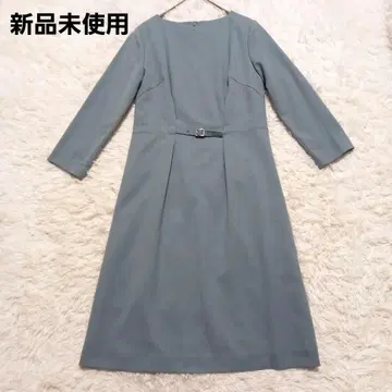 미사용 새상품 화이트 조라 롱 원피스 7부 소매 블루 계열 깔끔한