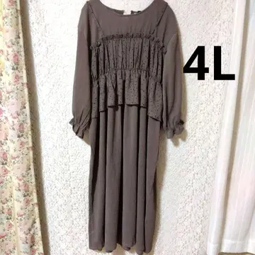 4L 도트 무늬 프릴 롱 원피스