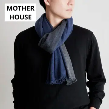 새상품급 MOTHER HOUSE 울 캐시미어 머플러 블루 x 그레이
