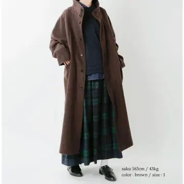 Basisbroek GREAT 스탠드 카라 롱 코트