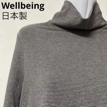 새상품 Wellbeing 터틀넥 상의 핀스트라이프 긴팔 일본제