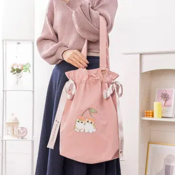 mofusand 모프 샌드 리본 토트백 핑크