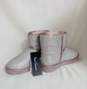 AnneCoquine 핑크 골드 반짝이는 리얼 어그 부츠