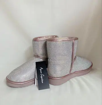 AnneCoquine 핑크 골드 반짝이는 리얼 어그 부츠