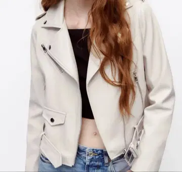 ZARA 자라 화이트 라이더 자켓 L 사이즈