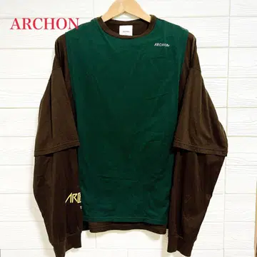ARCHON TWO FACES 롱T 3layer 구조 브라운 그린