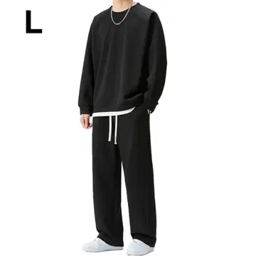 저지 남성용 상하의 세트 룸웨어 남성용 홈웨어 남성용 무지 L