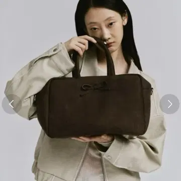 FEKETE 페케테 리본 스웨이드 보스턴 백 브라운
