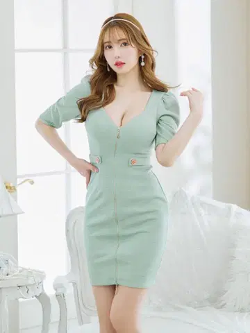 집업 드레스/와플 원단/버튼