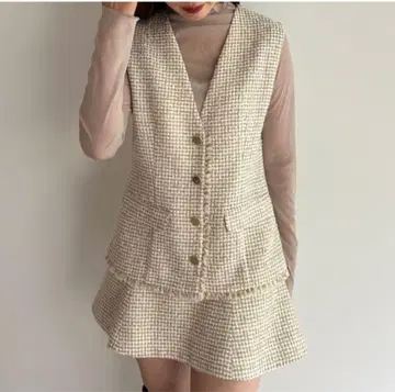 snidel 바리에 트위드 베스트 베이지