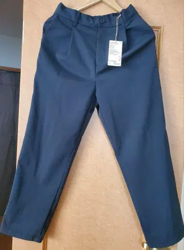 MUJI 발수 스트레치 턱 와이드 치노 M 블랙