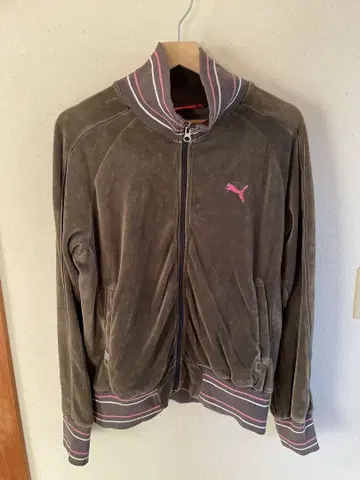 PUMA 집업 벨로아 L 그레이 트랙 자켓 90s 80s