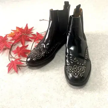 사이드 고어 부츠 블랙 스터드 장식 베로쿠오이오 38