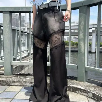 레이스 인서트 sedacle girl 데님 레이스 도킹 팬츠