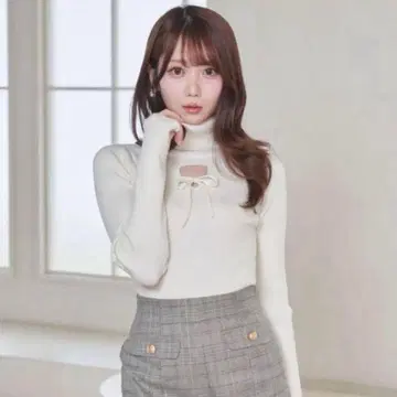 로제 뮤즈 니트 ribbon point turtle knit tops