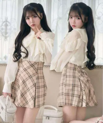 미셸 마카롱 체크 플리츠 미니 스커트 XS