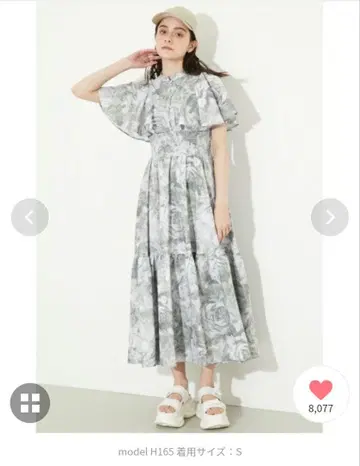 rienda 플레어 슬리브 페인트 플라워 원피스