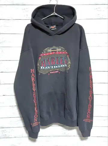 90s usa 할리데이비슨 소매 프린트 맨투맨 후드티