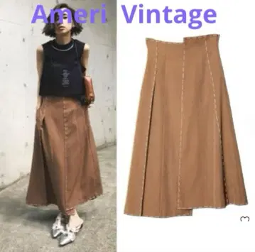 AMERI VINTAGE 스티치 패널 스커트 [ S ]