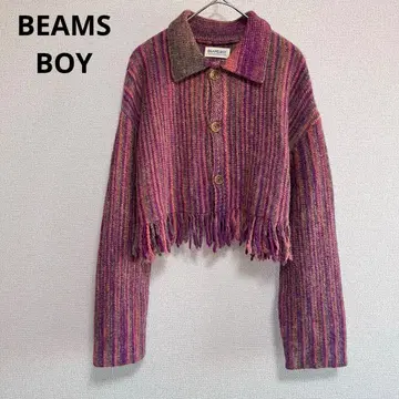 컨디션 최상 빔즈 보이 카스리 프린지 가디건 니트 스웨터