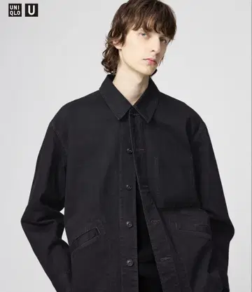 [ 상하의 세트 ] UNIQLO U 오버 사이즈 컬러 데님 자켓 블랙