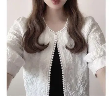 꽃무늬 엠보싱 자카드 펄 가디건[pu07]