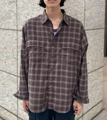 BEAMS 헤링본 체크 워크 셔츠 L 사이즈