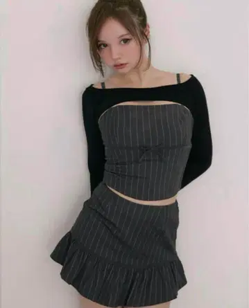 ANDMARY Dany ribbon knit set up gray s