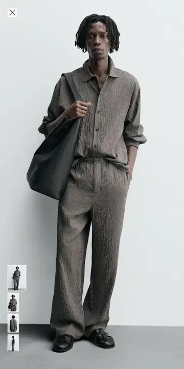 새상품 ZARA 주름 가공 스트라이프 패턴 플루이드 셔츠
