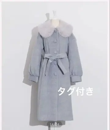 퍼 칼라 샤기 롱 코트 pium 택 포함