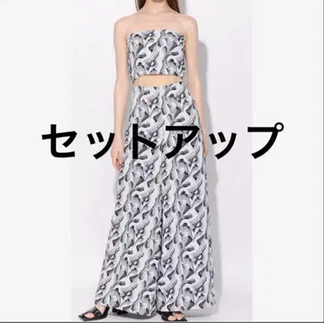 Melt the lady 플라워 섀도우 뷔스티에 상의 와이드 팬츠
