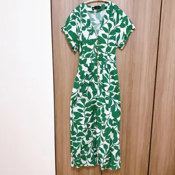 ZARA 그린x화이트 원피스
