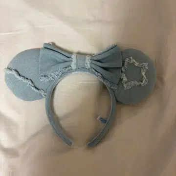 스카이블루 데님풍 미키 귀 머리띠 미니