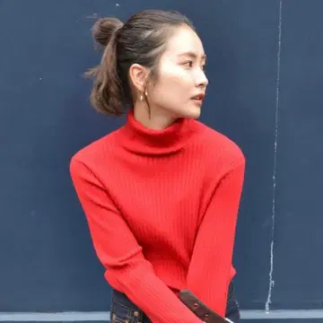언그리드 워셔블 터틀 니트 빨간색 레드