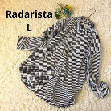 라다리스타 스트라이프 셔츠 오버 사이즈 래글런 슬리브 네이비 L