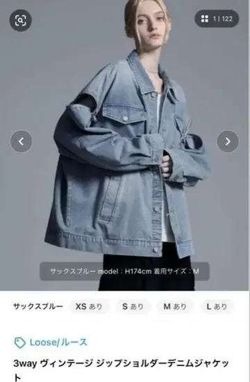 Loose 3way 빈티지 지퍼 숄더 데님 자켓