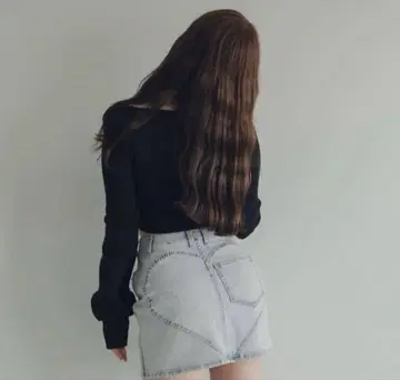 andmary Heart hip denim skirt