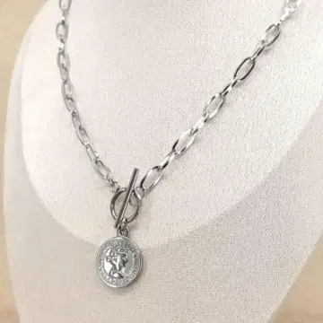 빈티지 실버 코인 체인 링크 목걸이 토글