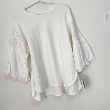 sakishimatokyo 인도면 7부 소매 벌룬 슬리브 도킹 티셔츠