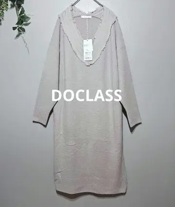 미사용 [ DOCLASS ] 두클라쎄 XL 니트 원피스 V넥 프린지