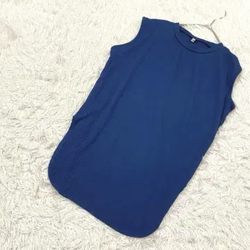 슬리브리스 리브 튜닉 티셔츠 상의 라운드 심플 깔끔한