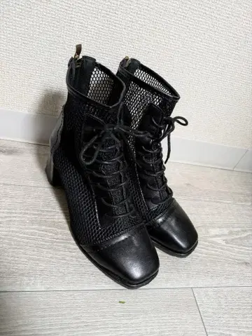 [ 새상품급 ] 블랙 메쉬 레이스업 부티