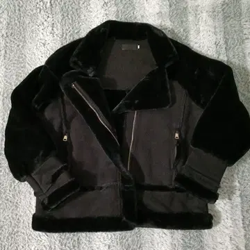 무스탕 코트 볼륨 소매 XL 블랙