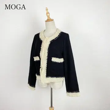 MOGA 트위드 노카라 프론트 오픈 자켓 빅 사이즈 13