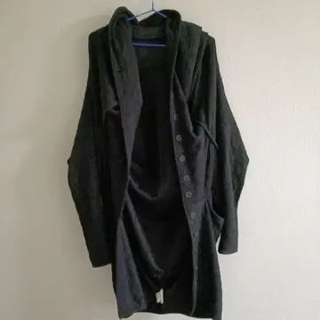 antiqua patterntorso 후드 부착 변형 롱 코트