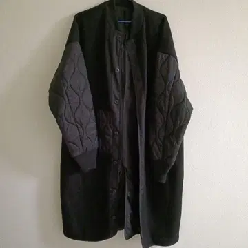 antiqua 이소재 롱 코트 블랙