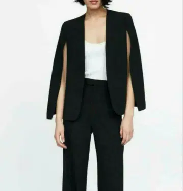 ZARA 노카라 케이프 자켓 블랙 S 슬릿