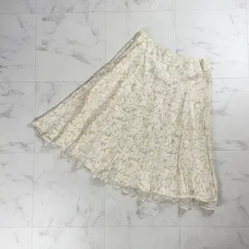 새상품급 브룩스브라더스 플레어 스커트 올 패턴 쉬폰 베이지 사이즈 0