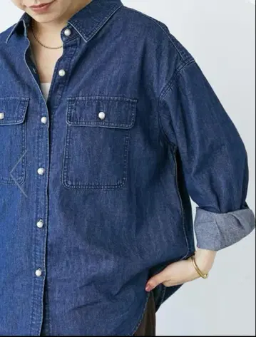 르.쿠르.블랑 펄 버튼 데님 셔츠 인기 명품