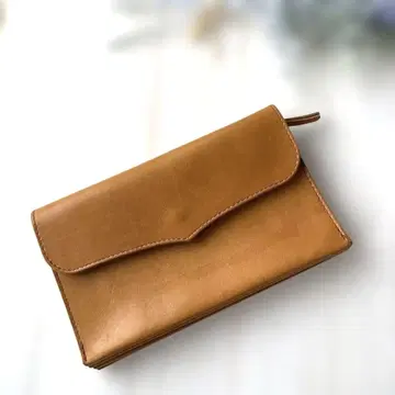 카멜 가죽 장지갑